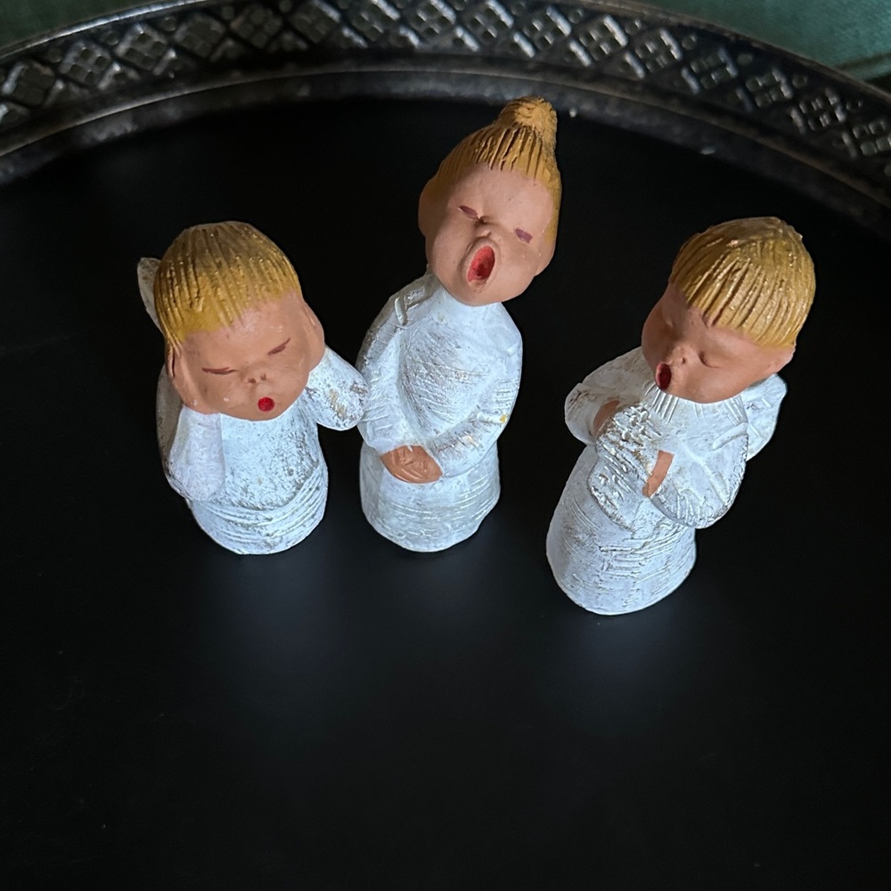 1960s MCM Jullar of Spain handcrafted Terra cotta singing angel figurines - Picture 3 of 9